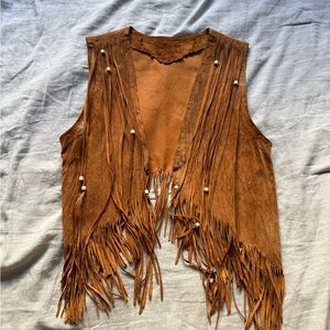 Vintage Brown Fringe Vest